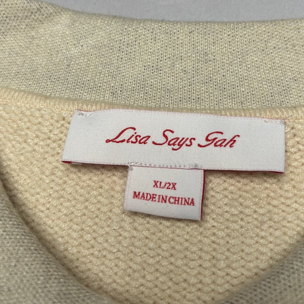 Lisa Says Gah Battenberg Cardigan Sweater Women's M/L Preppy READ - Picture 4 of 11